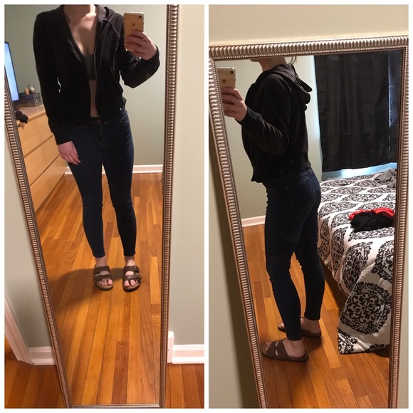 Soft Black Zip up Hoodie - Picture 2 of 5